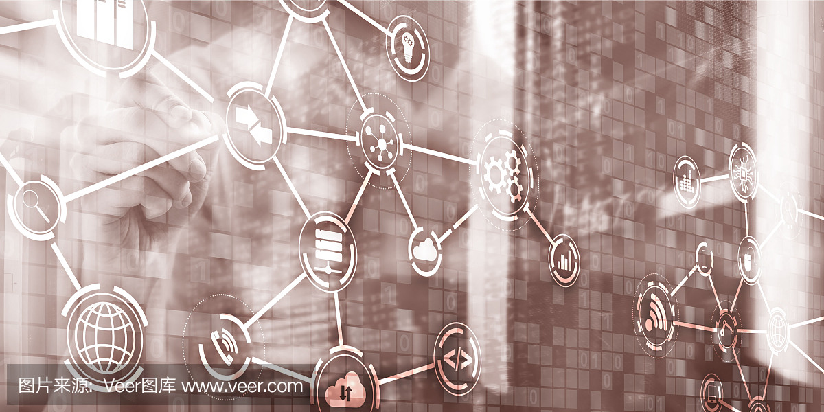 數(shù)字概念物聯(lián)網(wǎng)信息和電信技術(shù)。混合媒體。